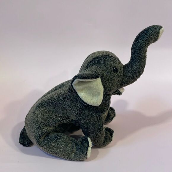 Trumpet the Elephant 2000 Ty Beanie Baby Good Used Condition 9” long Grey - Picture 4 of 8